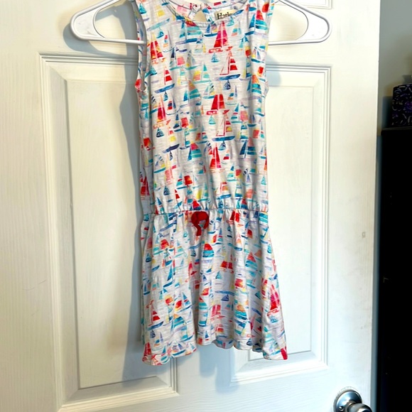 Hatley Sarah Sleeveless Abstract Print Fit And Flare Dress Navy/pink/white main image 0